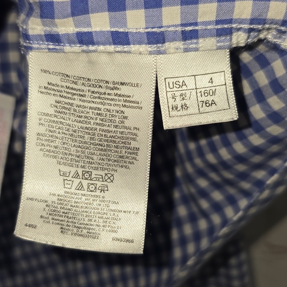 Brooks Brothers 1818 Blue White Checked Long Sleeve Shirt Womens Size 4 - Picture 9 of 13